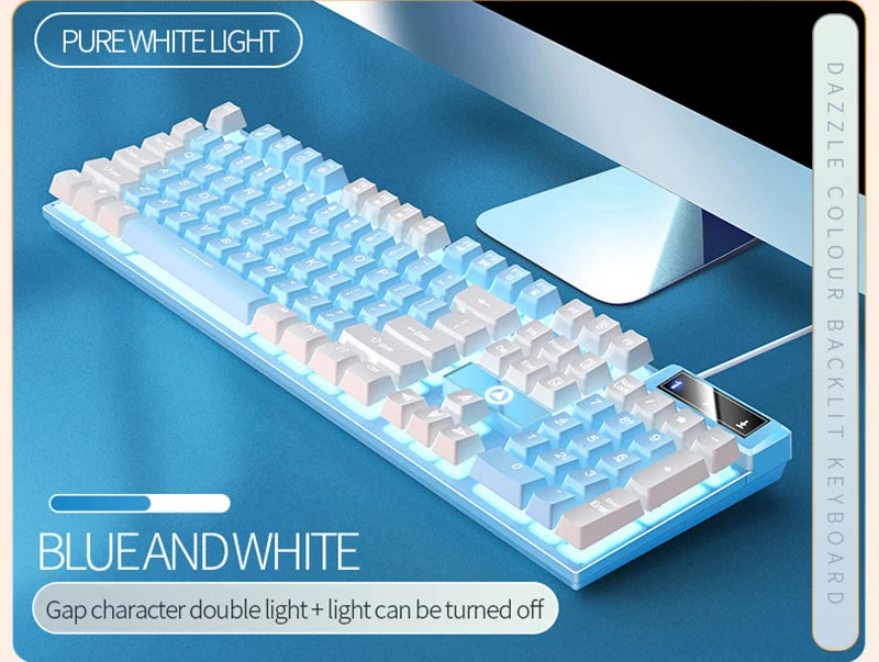 K500 Gaming Wired Mechanical Keyboard Luminous Color Blocking Ergonomic Conflict-free Buttons Pc Desktop Computer Accessories