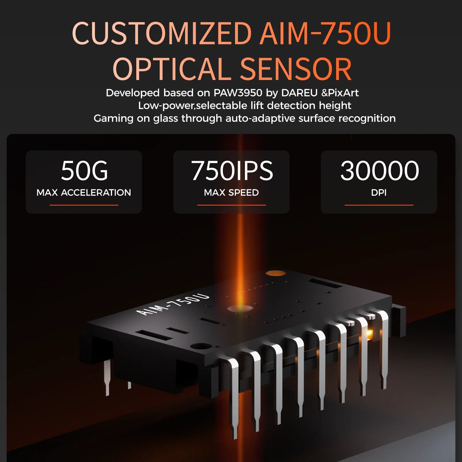 DAREU Dual-mode Gaming Mouse 8Khz 2.4G Wireless Wired 35g Lightweight 30000 DPI AIM-750 Sensor Macro Gamer Mouse