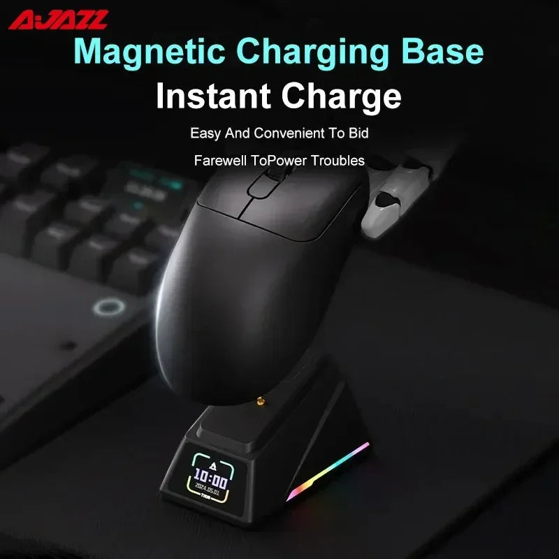 AJAZZ AJ179 PAW3395 Gaming Mouse Lightweight Wired Wireless Mouse with Magnetic Charging Base Ergonomic Macro for PC Laptop