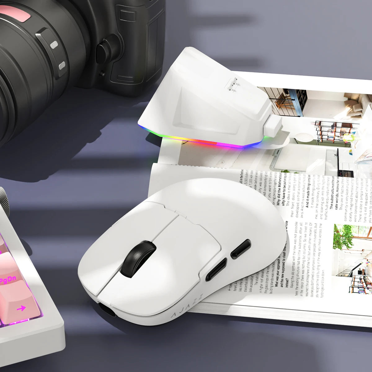 AJAZZ AJ159P MC Tri-mode Wired BT Wireless Gaming Mouse with Magnetic Charging Base Max 12000DPI Gaming Mouse for PC