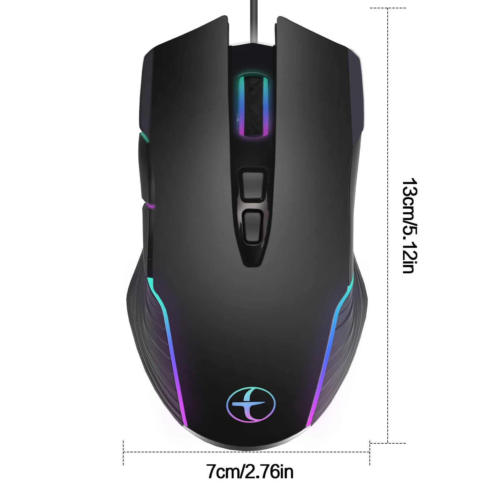 Ergonomic Dual USB-C/USB-A Interface Wired Gaming Mouse with Mouse Jiggler/Backlit,7200DPI Adjustable Optical Mice for Win/Mac