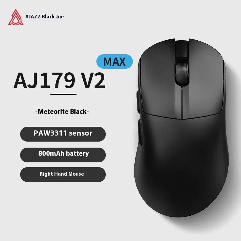 AJAZZ AJ179 V2 MAX Wireless Three Mode Right Hand Mouse PAW3311 12000DPI Macro Definition Low Latency Wired Gaming Mouse