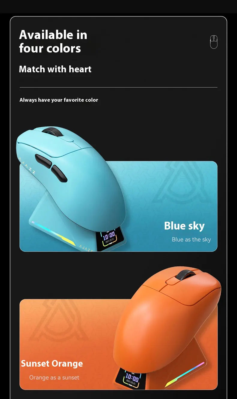 AJAZZ AJ179 APEX PAW3950 3000DPI 8Khz Wireless Gaming Mouse Right Handed Ergonomic Mouse with RGB Magnetic Screen Charging Base