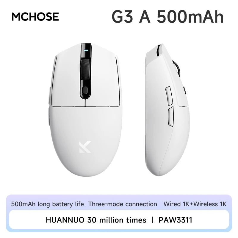 MCHOSE G3 Gaming Mouse Buletooth 2.4G Paw3311 12000DPI Tri-mode Wireless Lightweight Mouse Ergonomics Gamer Laptop PC
