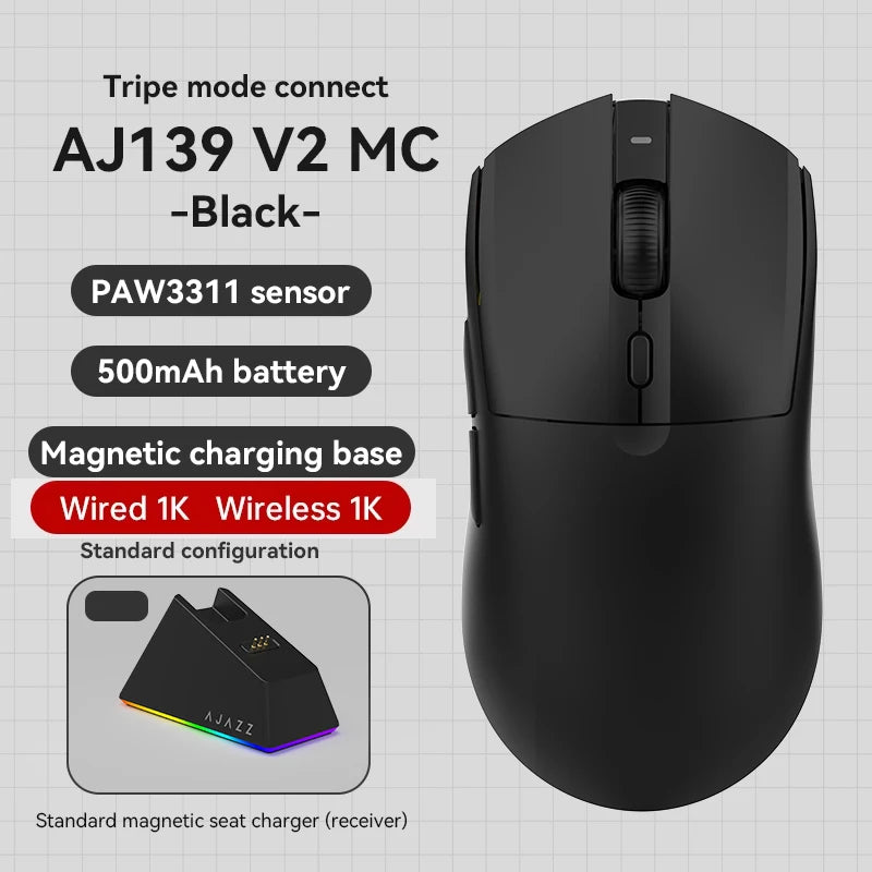 AJAZZ AJ139Pro/AJ139V2MC wireless mouse PMW3395/PAW3311 chipset 12000-26000dpi professional gaming mouse