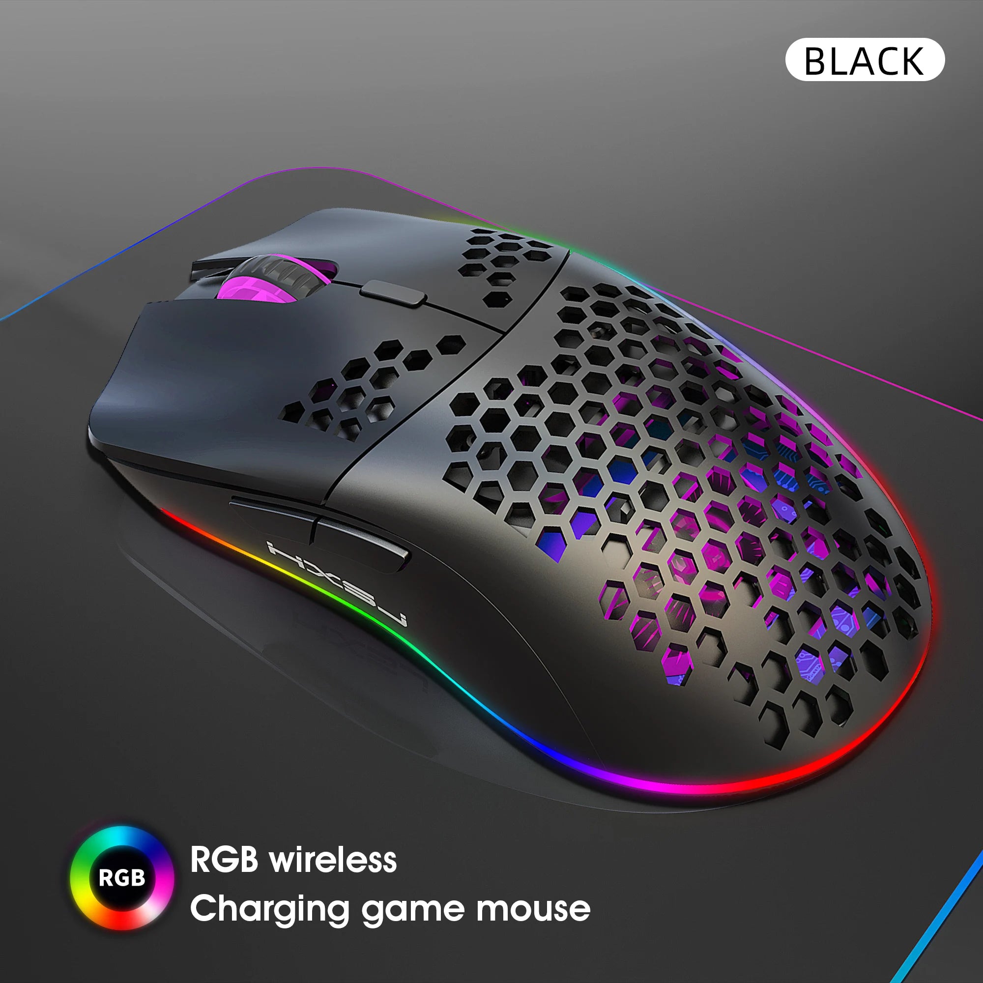 2.4G Wireless Charge Mouse RGB Luminous Ultralight Honeycomb Mouse Movement Speed 3600 6 D Game Mice For Laptop PC Gamer