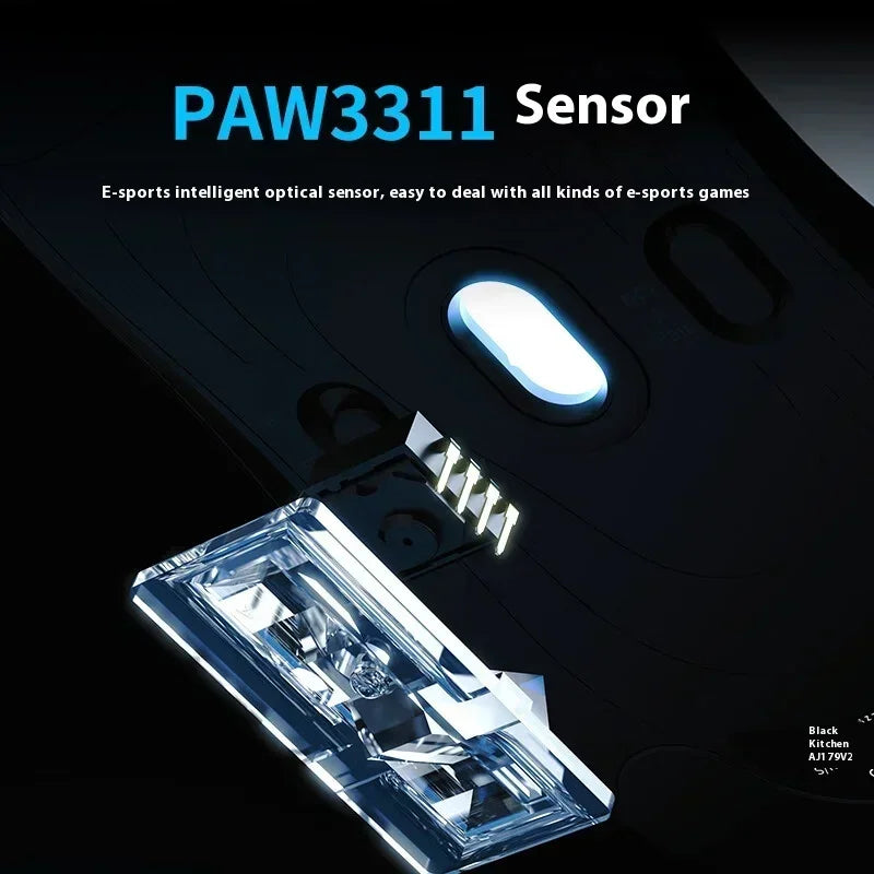 AJAZZ AJ179 V2 MAX Wireless Three Mode Right Hand Mouse PAW3311 12000DPI Macro Definition Low Latency Wired Gaming Mouse