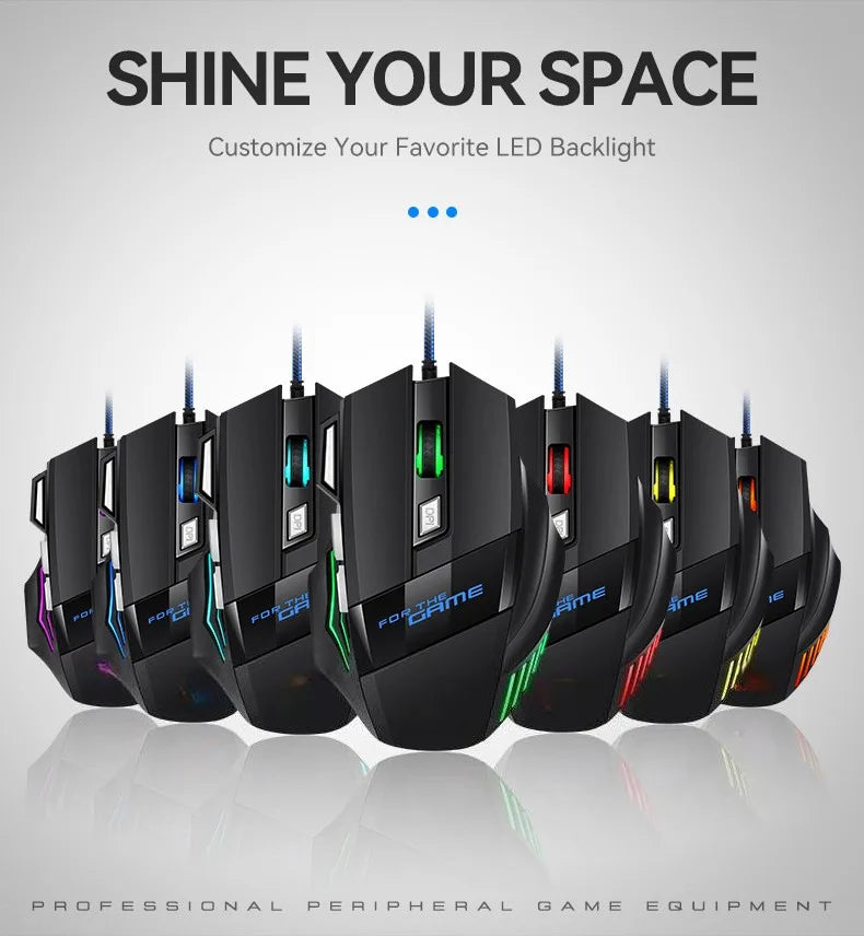 1 PC New Hyperspeed USB Gaming Mouse RGB Backlit Ergonomic Gaming Mice 7D Esports Wired Mouse for Laptop PC Gamer