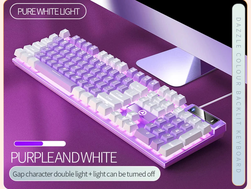 K500 Gaming Wired Mechanical Keyboard Luminous Color Blocking Ergonomic Conflict-free Buttons Pc Desktop Computer Accessories