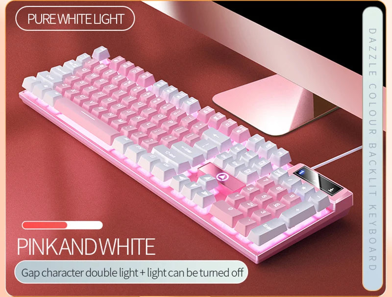 K500 Gaming Wired Mechanical Keyboard Luminous Color Blocking Ergonomic Conflict-free Buttons Pc Desktop Computer Accessories