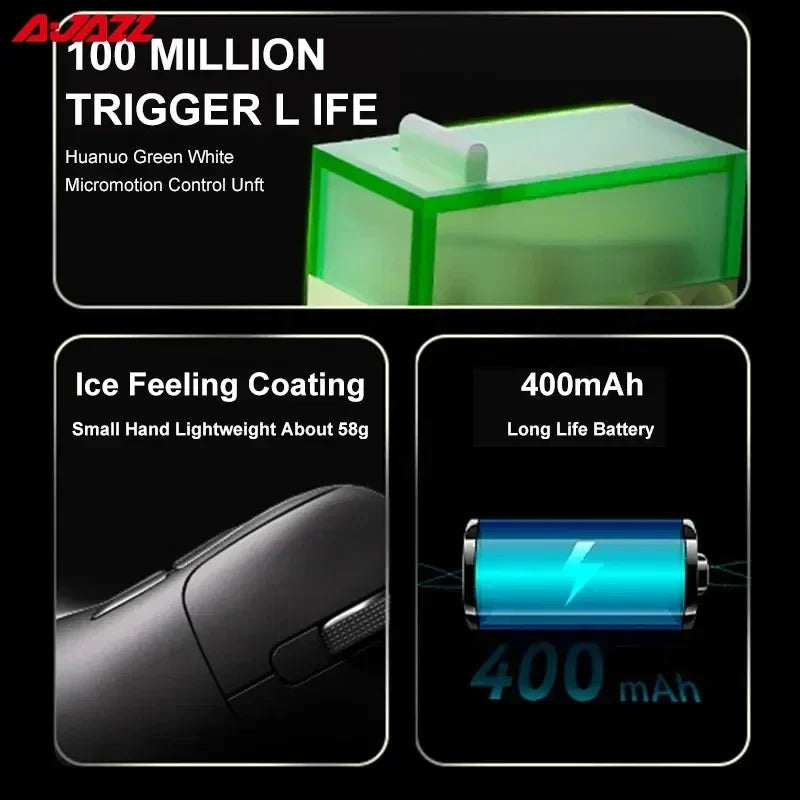 AJAZZ AJ179 PAW3395 Gaming Mouse Lightweight Wired Wireless Mouse with Magnetic Charging Base Ergonomic Macro for PC Laptop