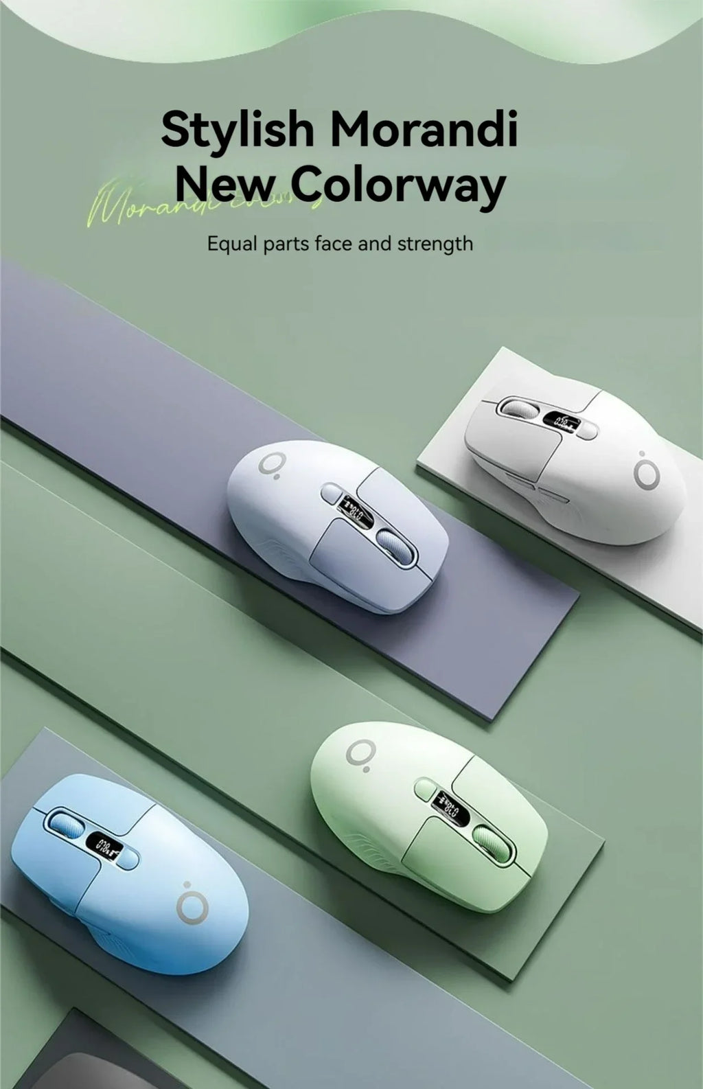 Eweadn Q1 2.4 Wireless Bluetooth Dual-Mode Mouse 1600PDI Smart Screen Esports Silent Rechargeable Gaming Mouse Accessories