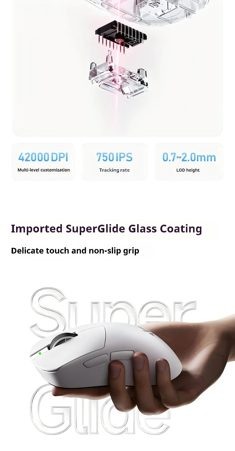 Mchose A7 Ultra RE Gaming Mouse Tri Mode Wireless Mouse 500mah Paw3950 Lightweight Ergonomic  42000 Dpi 8000hz For Pc Accessory