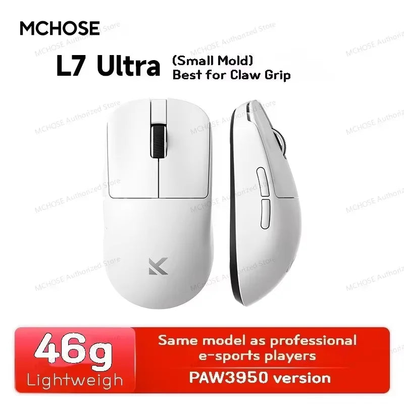 MCHOSE L7 Ultra Wireless Gaming Mouse 39g Lightweight E-Sport 8K Polling Rate Customized Optical Switch PAW3950 Flagship Sensor
