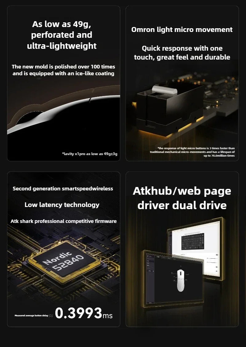 ATK X1 SE Starlight Wireless Lightweight Mouse PAW3395 26K DPI Hub Page Driver 1000Hz Wired Gaming Mouse PC Player Accessories