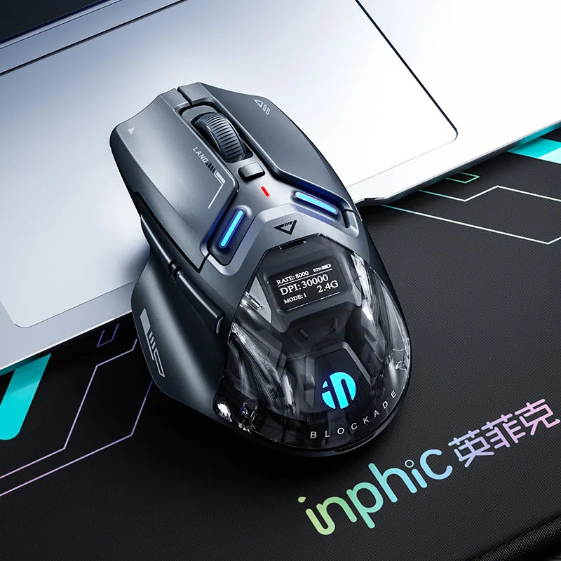 Inphic IN9 Ultra Gaming Mouse PAW3950 Sensor Vibration Feedback OLED Screen Intelligent Display Wireless Mouse Boyfriend's Gift
