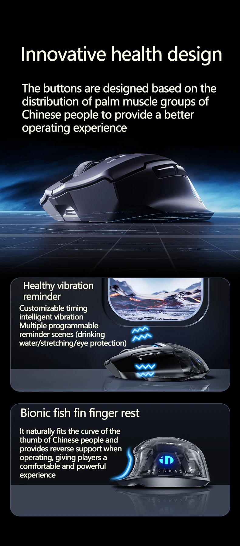 Inphic IN9 Ultra Gaming Mouse PAW3950 Sensor Vibration Feedback OLED Screen Intelligent Display Wireless Mouse Boyfriend's Gift