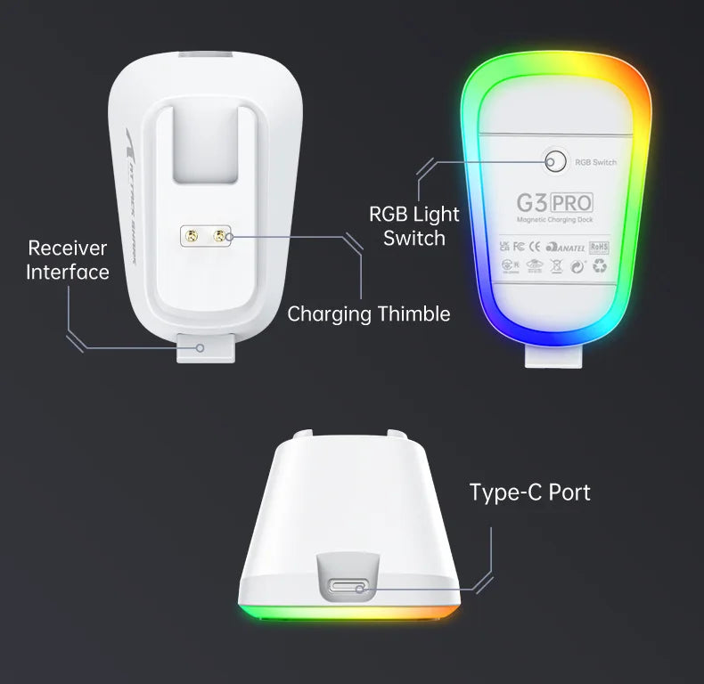 Hot Sales ATTACK SHARK G3PRO Gaming Wireless 3-Mode Bluetooth RGB PAW3311 25000dpi 2.4GHz 62g Mouse with Charger for PC/MAC/Wins