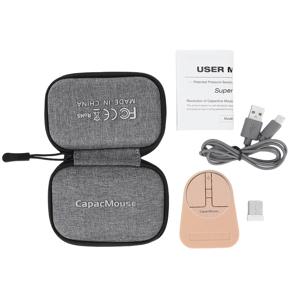 Ultra Thin Wireless Computer Mouse 3 Mode Mini Capacitive Mice BT5.2/2.4G/USB 3 Adjustable DPI w/ Receiver for Laptop PC