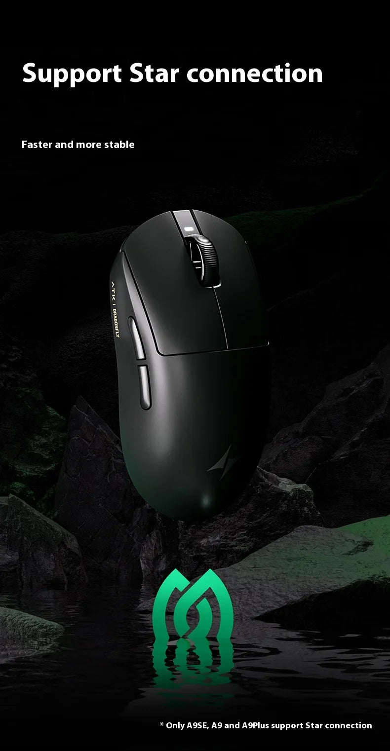 ATK Dragonfly A9 Plus/Pro Wireless Gaming Mouse Gaming Office Mouse  Starlight Trimode  Lightweight  Symmetrical FPS/MOBA  Gift