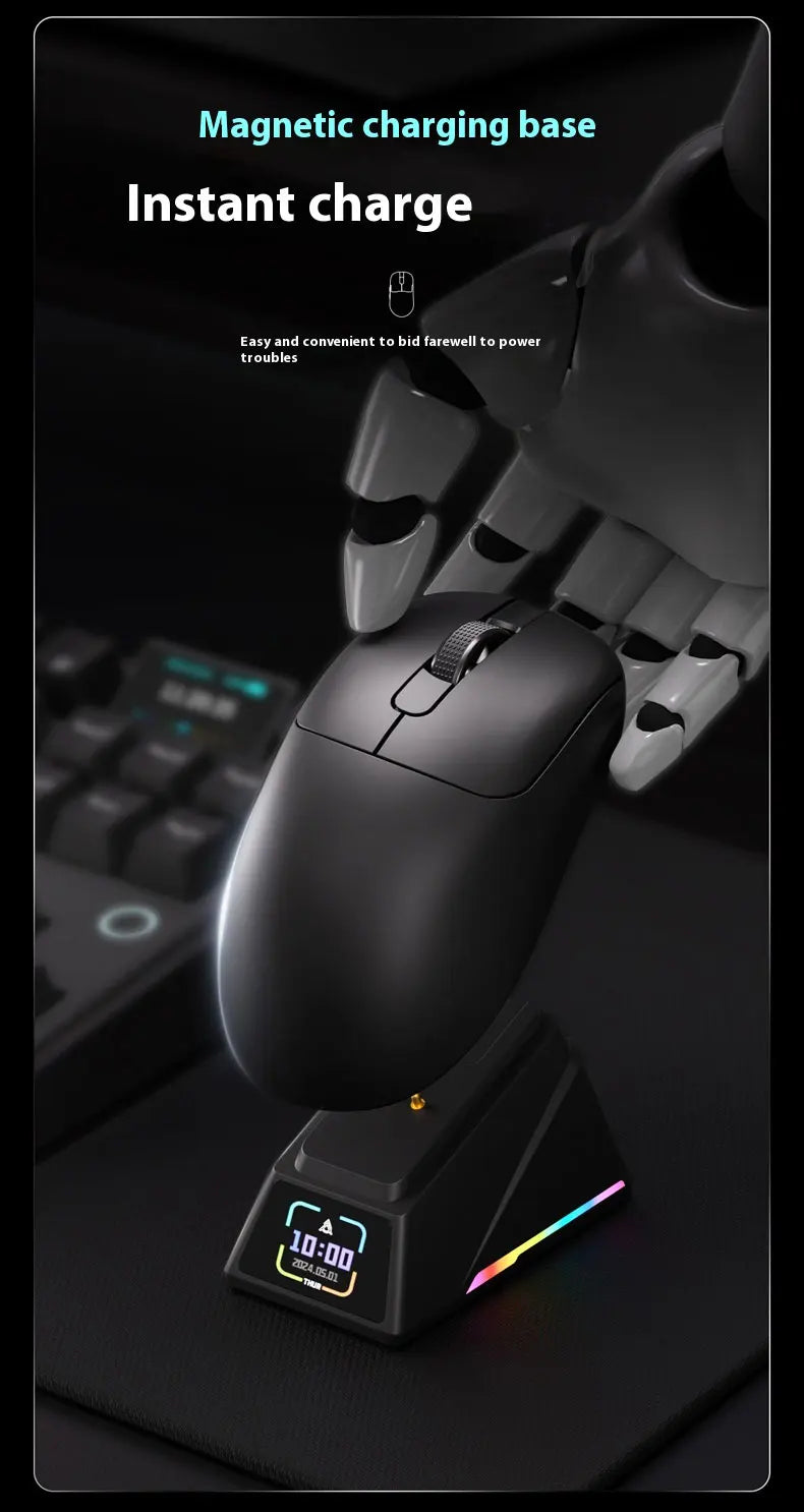 AJAZZ AJ179 APEX PAW3950 3000DPI 8Khz Wireless Gaming Mouse Right Handed Ergonomic Mouse with RGB Magnetic Screen Charging Base