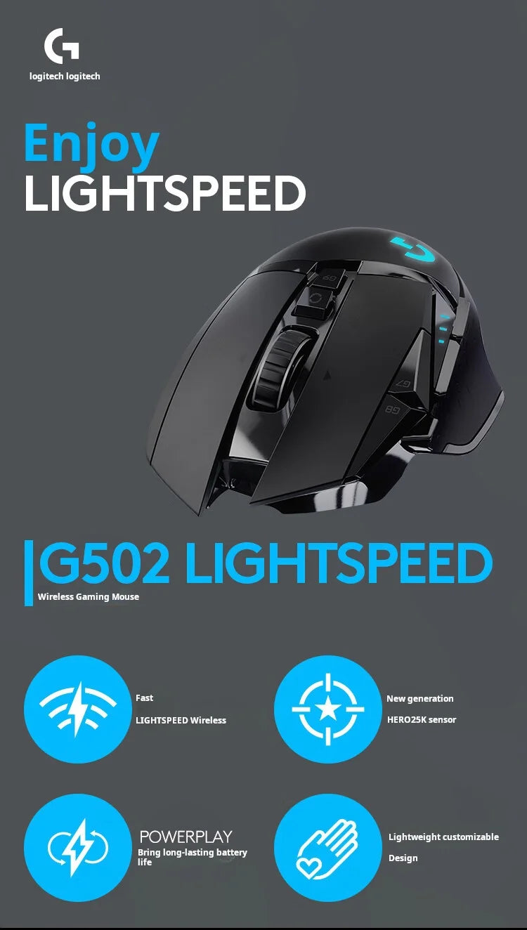 Logitech G502X Wireless Mouse - New Optical-Mechanical Hybrid Microswitch Lightweight Design HERO Engine Gaming Mouse