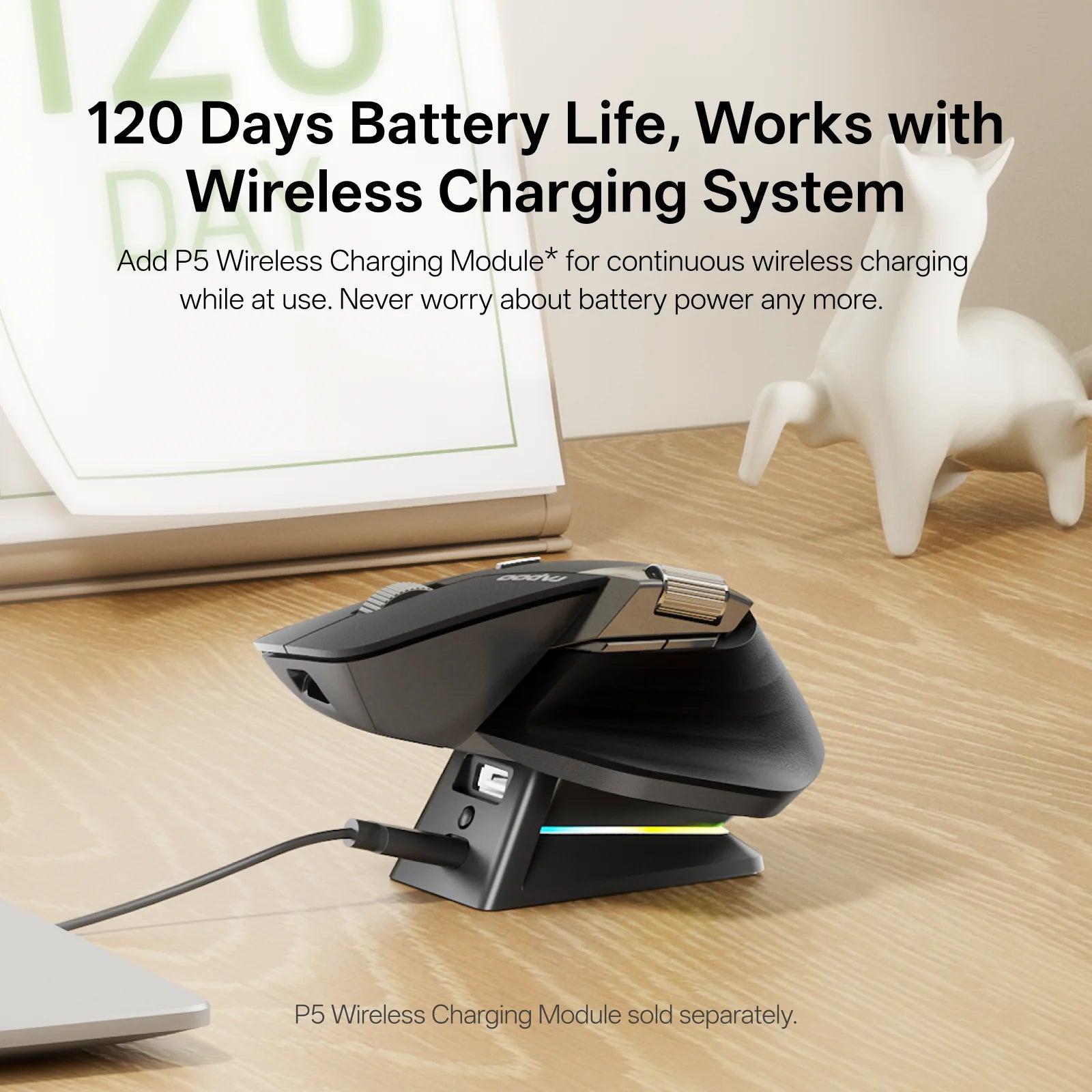 Rapoo MT760PRO Wireless Mouse NearLink + Bluetooth 5.0 Multi-Device 12000 DPI 2K Polling Rate Ergo for Work Gaming Quiet Clicks