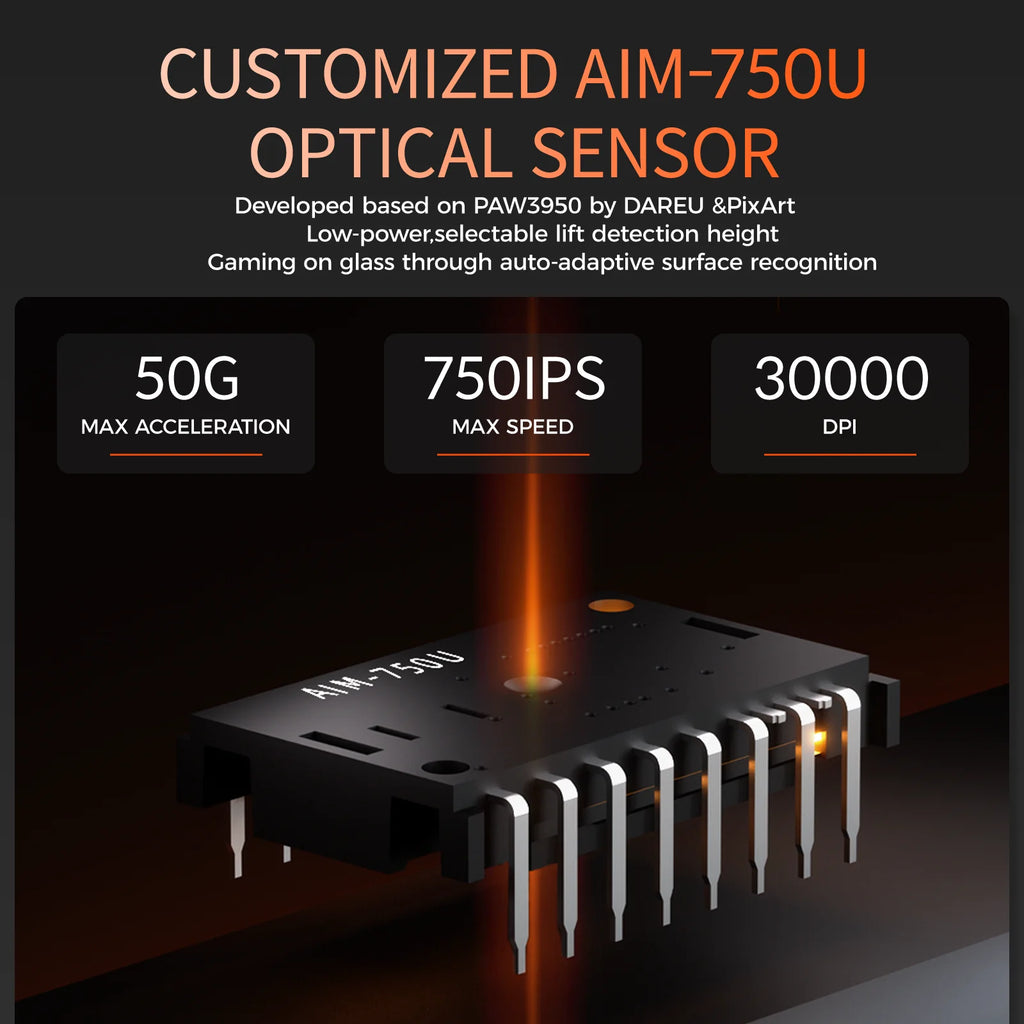 DAREU Dual-mode Gaming Mouse 8Khz 2.4G Wireless Wired 35g Lightweight 30000 DPI AIM-750 Sensor Macro Gamer Mouse