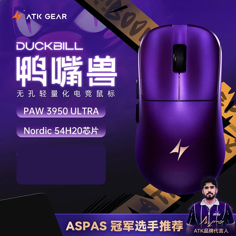 NEW Atk DUCKBILL Ultra Lightweight PAW3950 Wireless Gaming Mouse Esports Dual-Mode Ergonomic Long-Lasting Battery RGB Mouse