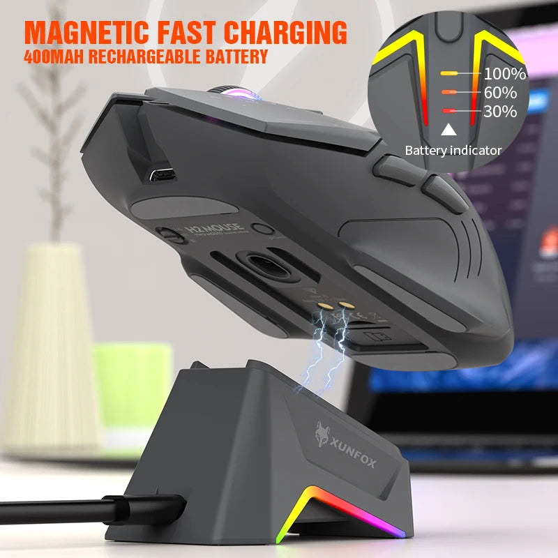 XUNFOX H2 wireless Bluetooth mouse RGB magnetic charging dual-mode e-sports game desktop laptop universal