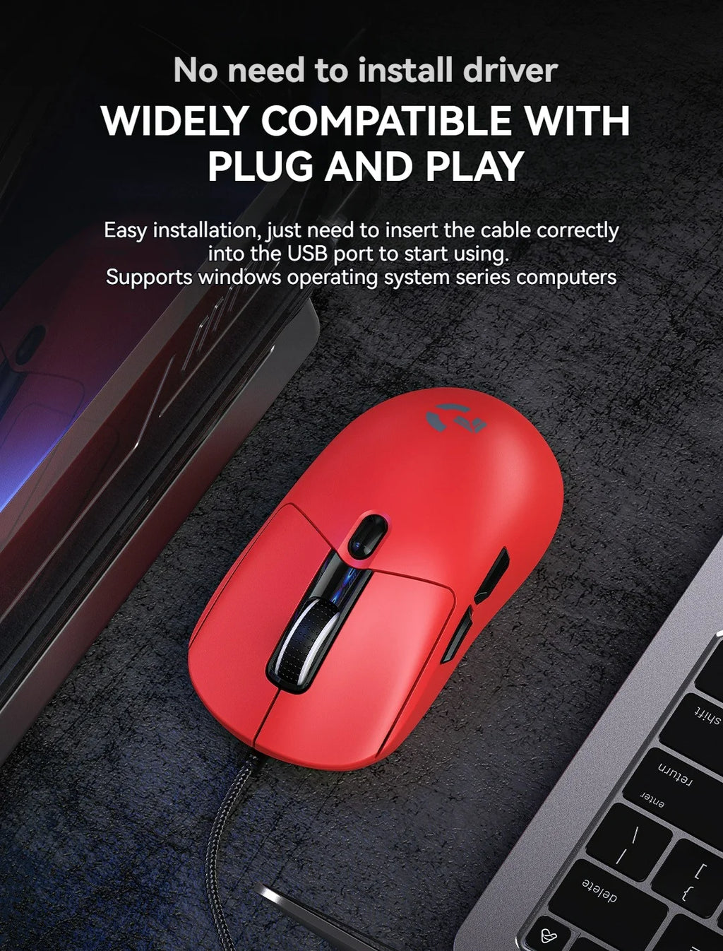 Wired Game Mouse 6 Levels DPI Adjustable Up to 12800DPI Instant A825 Chip RGB Macro Programming Ergonomic Design Universal Mouse