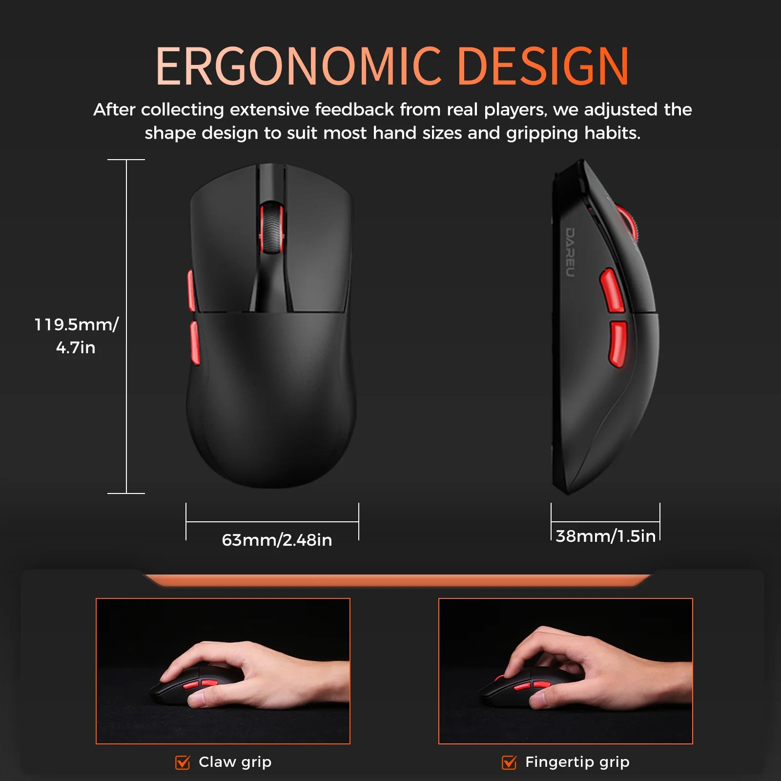 DAREU Dual-mode Gaming Mouse 8Khz 2.4G Wireless Wired 35g Lightweight 30000 DPI AIM-750 Sensor Macro Gamer Mouse