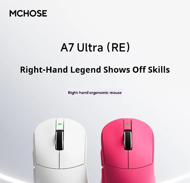 Mchose A7 Ultra RE Gaming Mouse Tri Mode Wireless Mouse 500mah Paw3950 Lightweight Ergonomic  42000 Dpi 8000hz For Pc Accessory