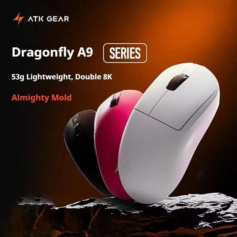 ATK Dragonfly A9 Plus/Pro Wireless Gaming Mouse Gaming Office Mouse  Starlight Trimode  Lightweight  Symmetrical FPS/MOBA  Gift