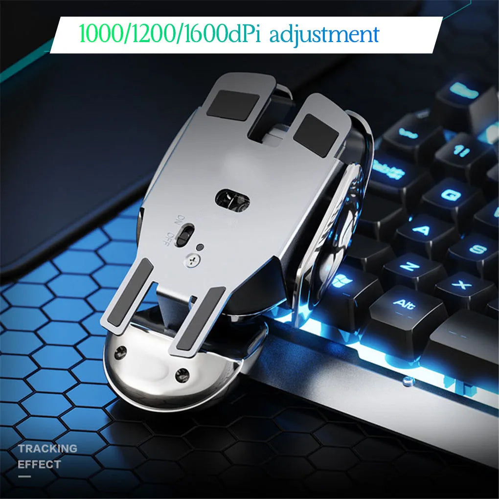 PX2 Metal 2.4G Wireless Mute 1600DPI Mouse 6 Buttons for PC Laptop Computer Gaming Office Home Aluminum Lightweight Mouse
