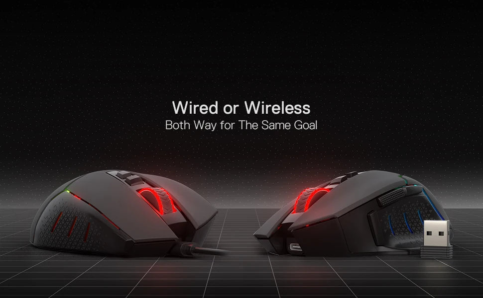 Redragon M690 PRO Wireless Gaming Mouse 8000 DPI Wired Mouse Rapid Fire Key 8 Macro Buttons for PC/Mac/Laptop, Black/White Mouse