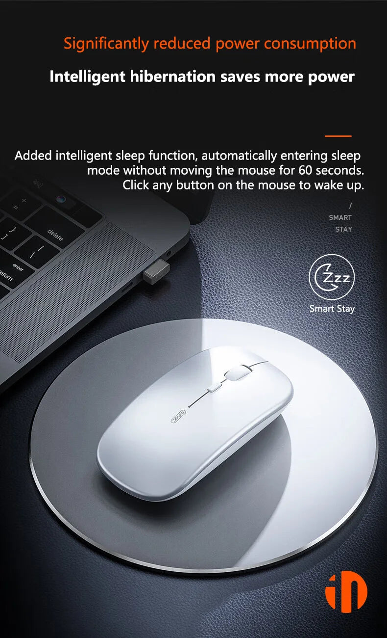 Inphic M1P Rechargeable 2.4G Wireless Mouse Battery Level Display Office Mute Mouse Ultra Thin Portable For Laptop