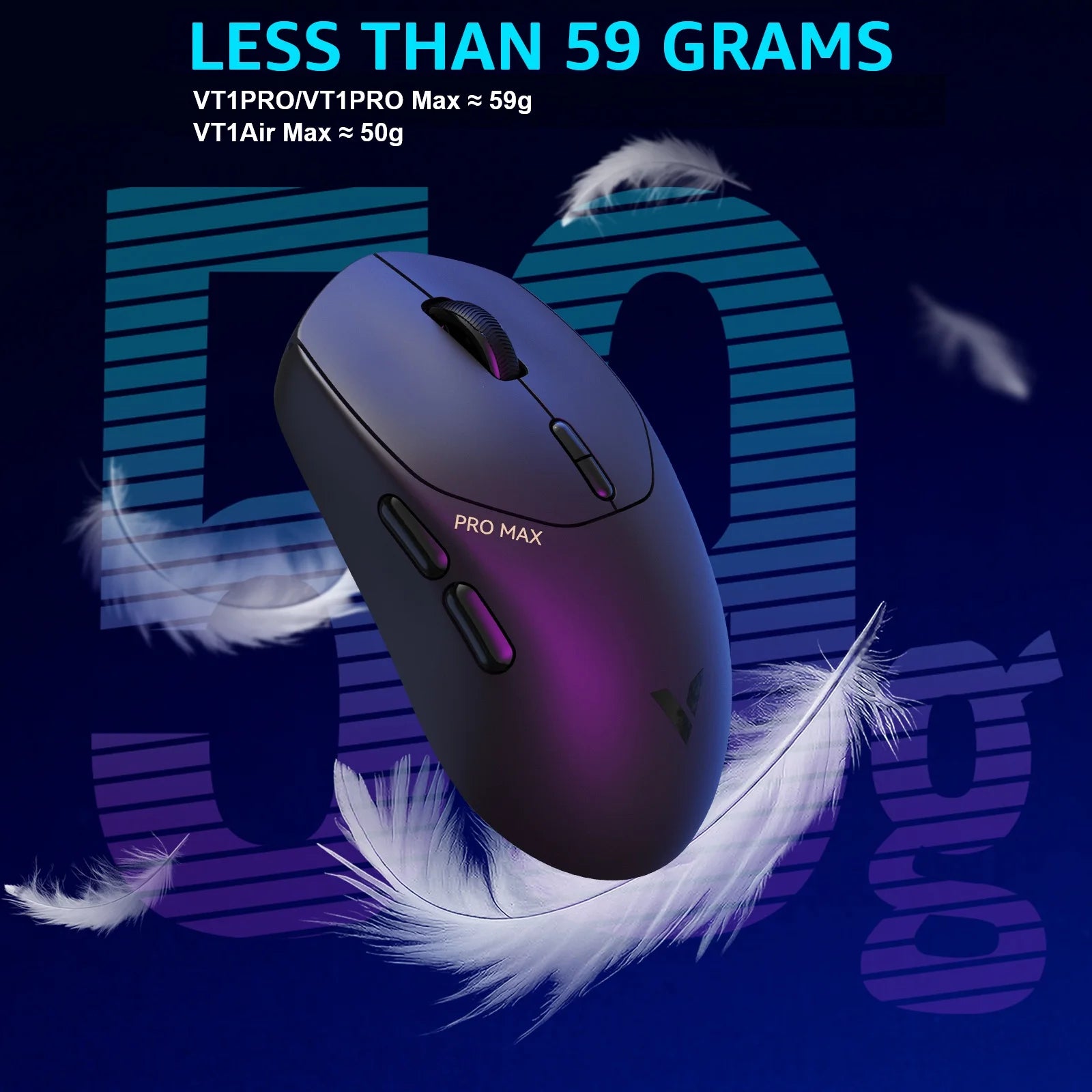 Rapoo VT1PRO/VT1PRO MAX Wireless Gaming Mouse 8KHz Polling Rate 26000 DPI Optical Sensor for Small/Medium Size Hands