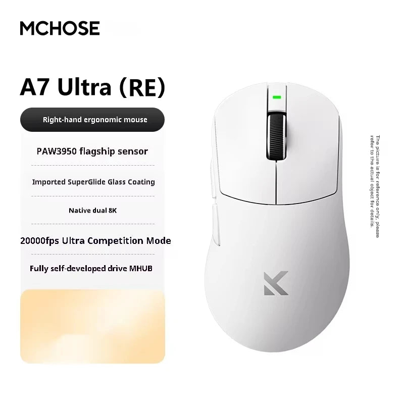 Mchose A7 Ultra RE Gaming Mouse Tri Mode Wireless Mouse 500mah Paw3950 Lightweight Ergonomic  42000 Dpi 8000hz For Pc Accessory