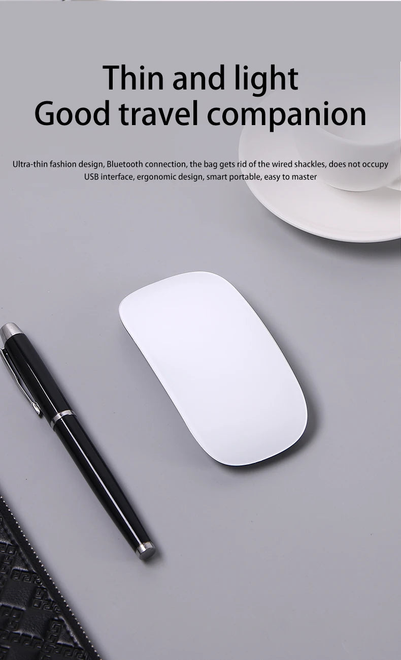 Rechargeable Bluetooth Mouse Magic 3 for MacBook Air/Pro & Win, Ergonomic Multi-Touch BT5.0 Wireless Slim Rechargeable Mouse
