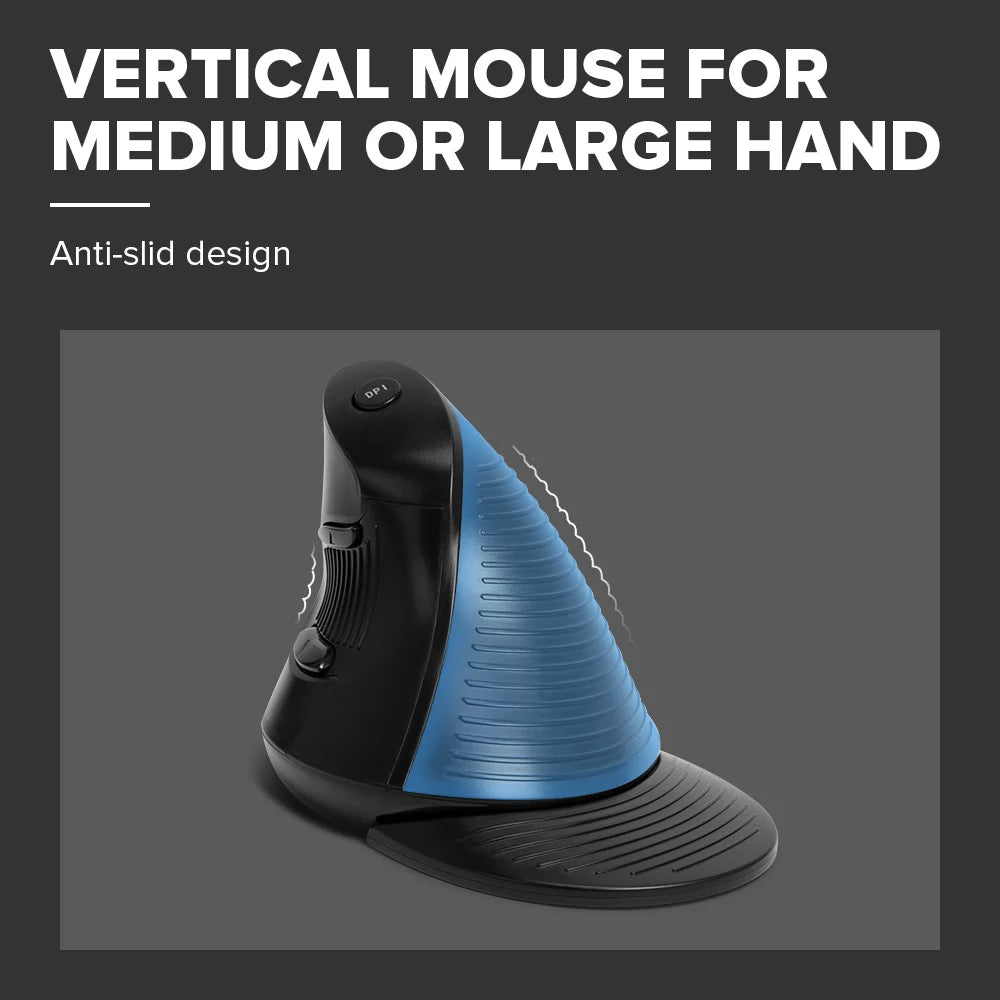 Delux M618 BU Ergonomic Vertical Mouse 6 Buttons 800/1200/1600 DPI Optical Right Hand Mice with Wrist mat For PC Laptop