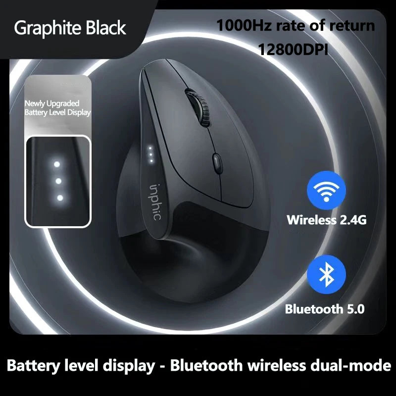 INPHIC X9 Vertical Wireless Mouse Type-C Fast Charging Ergonomic Silent Office Mouse For Laptop Desktop Computer Home