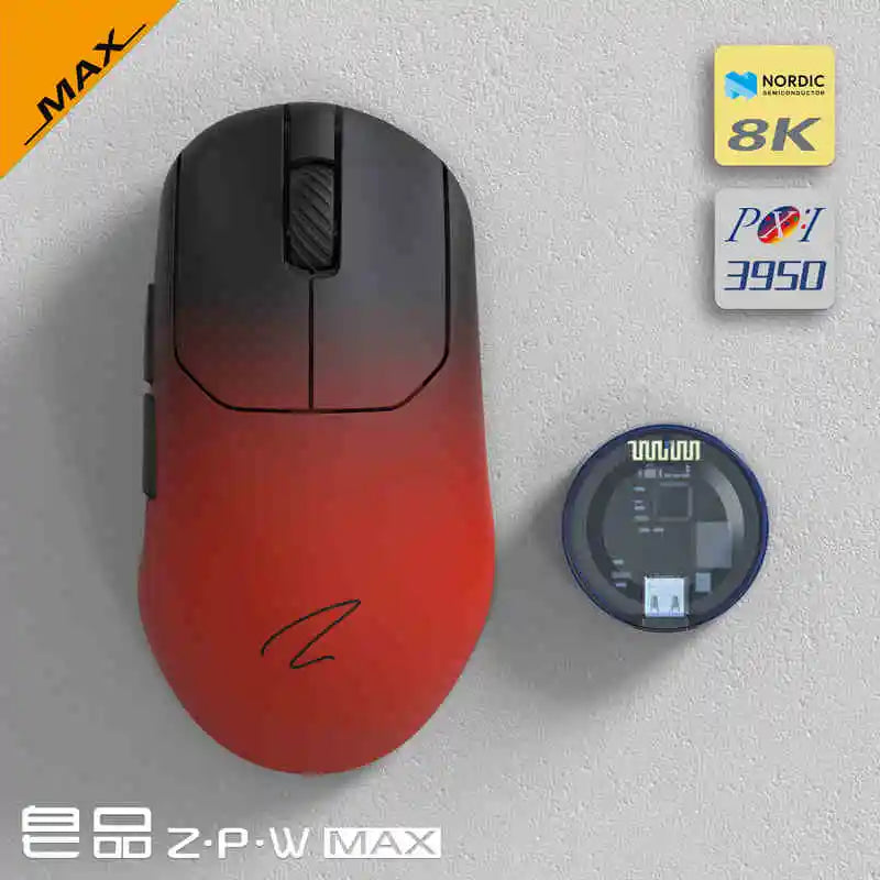 ZAOPIN ZPW Max Wireless Tri-mode Mouse Lightweight Nordic 52840 PAW3395 PAW3950 8K Receiver Custom PC Esports Laptop Gaming Mice