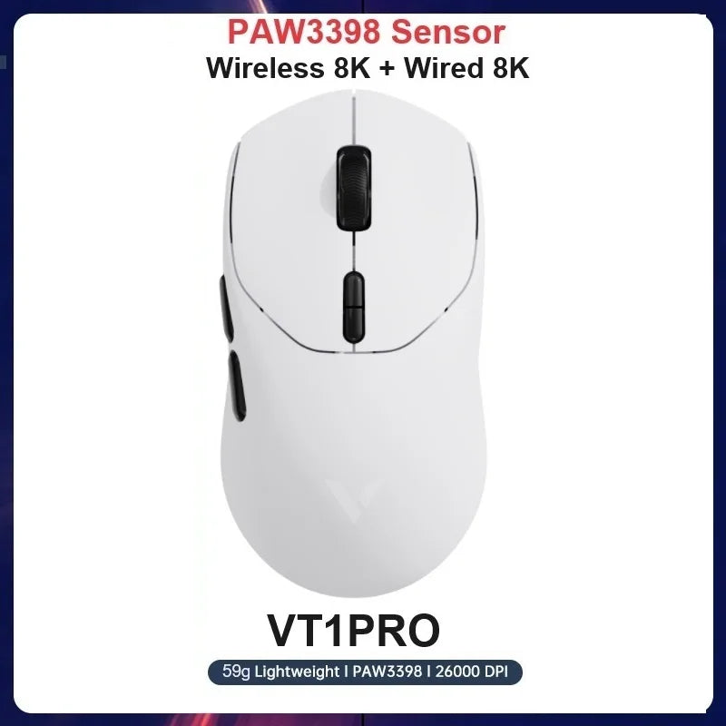 Rapoo VT1PRO/VT1PRO MAX Wireless Gaming Mouse 8KHz Polling Rate 26000 DPI Optical Sensor for Small/Medium Size Hands