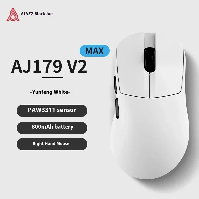 AJAZZ AJ179 V2 MAX Wireless Three Mode Right Hand Mouse PAW3311 12000DPI Macro Definition Low Latency Wired Gaming Mouse