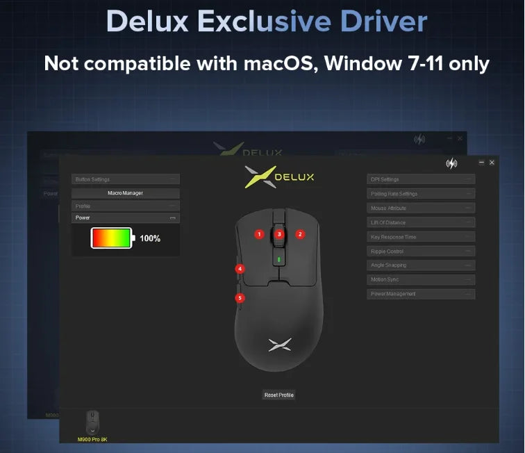 Delux M900 Wireless Gaming Mouse Ergonomic PAW3311 63g Magnetic RGB Charging Dock for Right Big Hand PC Gamer