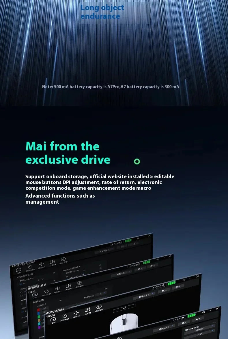 MCHOSE A7 Tri-mode 8k Gaming Mouse Wireless Bluetooth PAW3395 Mice Lightweight Low Delay Mice Laptop Office Custom Accessories