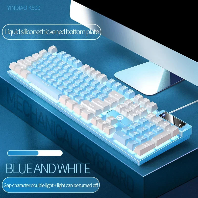 K500 Gaming Wired Mechanical Keyboard Luminous Color Blocking Ergonomic Conflict-free Buttons Pc Desktop Computer Accessories