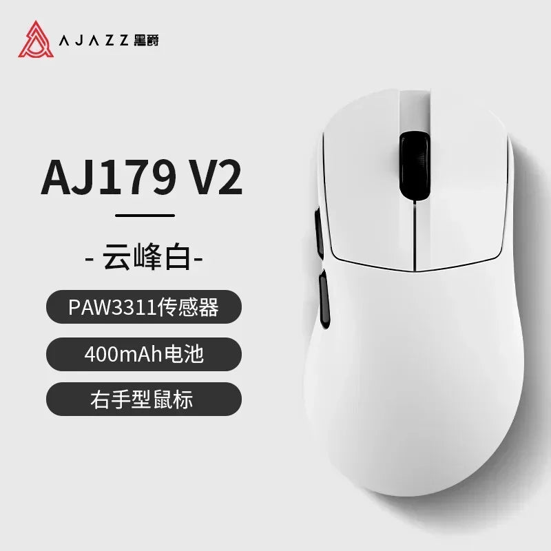 AJAZZ AJ179 V2 MAX Wireless Three Mode Right Hand Mouse PAW3311 12000DPI Macro Definition Low Latency Wired Gaming Mouse