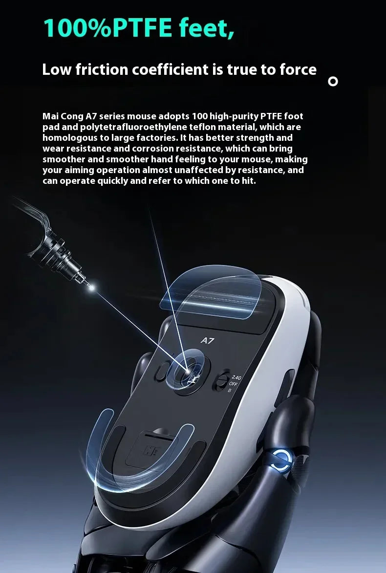 MCHOSE A7 Tri-mode 8k Gaming Mouse Wireless Bluetooth PAW3395 Mice Lightweight Low Delay Mice Laptop Office Custom Accessories